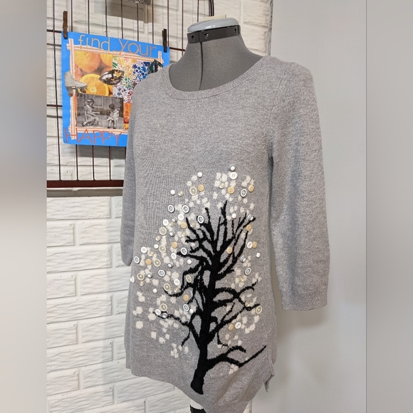 Anthropologie Monogram HWR Button Tree Tunic Sweater XS - Picture 2 of 7